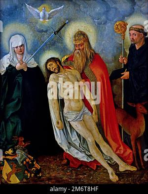 The holy trinity berween the lady of Sorrows and Saint Giles 1513-16 by Hans Baldung Grien 1484-1545 and workshop,  German Germany 15th Century Stock Photo