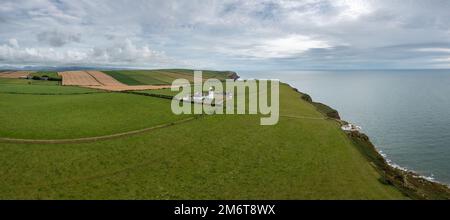 An aerial view of the Cumbria Coast and St bees Ligthouse  in northern England Stock Photo