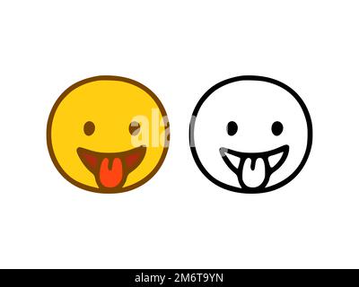 Emoticon with tongue in doodle style isolated on white background Stock Photo