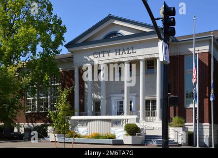 Historical City Hall in the Town Corvallis, Oregon Stock Photo