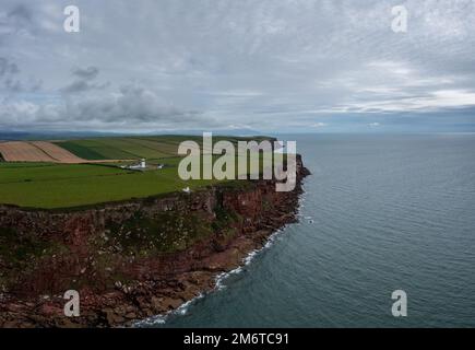 Aerial view of the Cumbria Coast and St bees Ligthouse  in northern England Stock Photo