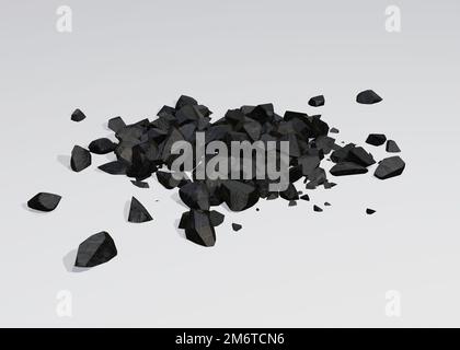 Isolated pile of black coal rock Stock Photo