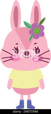 cute female rabbit with clothes animal cartoon character vector ...
