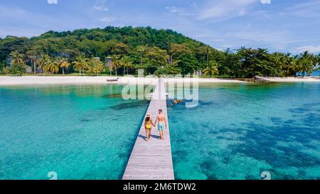 Tropical Island Koh Kham Trat Thailand, aerial view of tropical island near Koh Mak Thailand Stock Photo