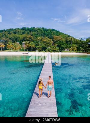 Tropical Island Koh Kham Trat Thailand, aerial view of tropical island near Koh Mak Thailand Stock Photo