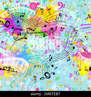 Vector Music background. Seamless pattern with Hand drawn doodle Musical Instruments, Retro musical equipment. Stock Vector