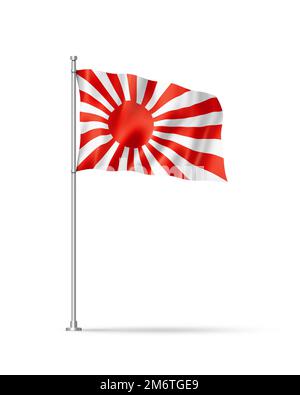 Japanese naval ensign flag isolated on white Stock Photo