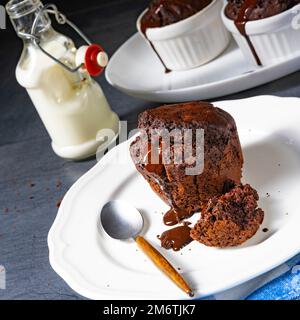 Delicious chocolate muffins with chocolate chips Stock Photo