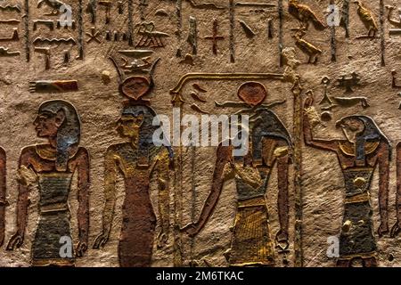 Ancient egypt carving color image Stock Photo