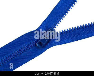 Zipper isolated on white background. Open zipper Stock Photo