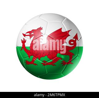 Soccer football ball with Wales flag. 3D illustration Stock Photo