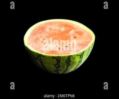 Watermelon slice isolated on black background Stock Photo