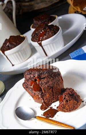 Delicious chocolate muffins with chocolate chips Stock Photo