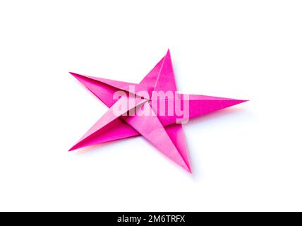 Colorful Origami Paper Stars On White Background Stock Photo - Alamy