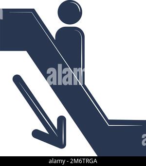 down airport escalator Stock Vector
