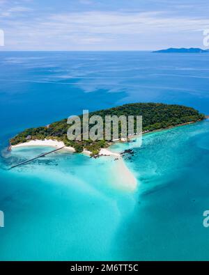 Tropical Island Koh Kham Trat Thailand, aerial view of tropical island near Koh Mak Thailand Stock Photo