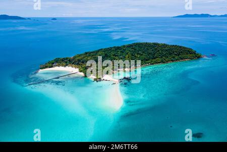 Tropical Island Koh Kham Trat Thailand, aerial view of tropical island near Koh Mak Thailand Stock Photo