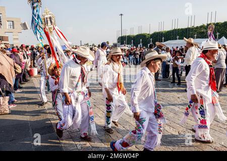 Mexico City,Day of the Virgin of Guadalupe pilgrimage pilgrim pilgrims,Basilica of Our Lady of Guadalupe Basilica of Santa Maria de Guadalupe Insigne Stock Photo