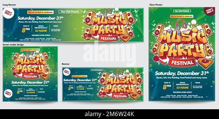 Colorful social media templates poster, flyer banner Stock Vector