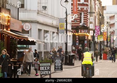 Lower Marsh is a street in the Waterloo neighbourhood of London, England. It is adjacent to Waterloo railway station in the London Borough of Lambeth Stock Photo