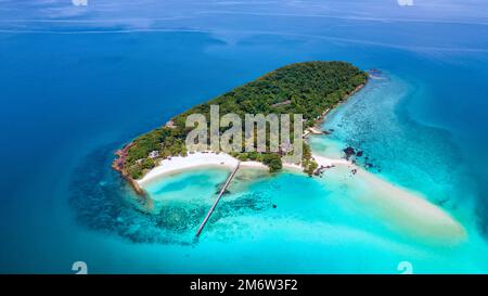 Tropical Island Koh Kham Trat Thailand, aerial view of tropical island near Koh Mak Thailand Stock Photo