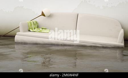 Water damage white sofa Stock Photo