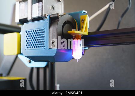 3D printer head with leveling tool Stock Photo