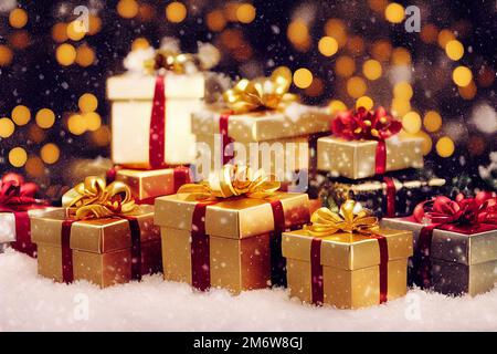 Christmas present and gift boxes under Christmas tree Stock Photo
