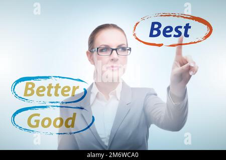 Businesswoman in good better and the best concept Stock Photo - Alamy