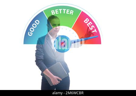 Businesswoman in good better and the best concept Stock Photo - Alamy