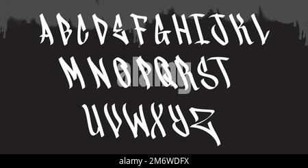 Cool Graffiti Font and Alphabet Vector. Street Art urban theme. Decorative graffiti letters. Stock Vector