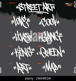 Various words in a cool street art graffiti tags Stock Vector