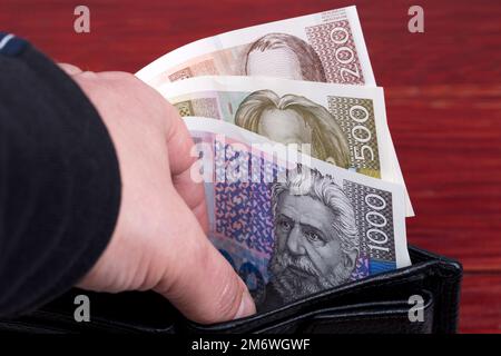 Croatian kuna in the wallet Stock Photo