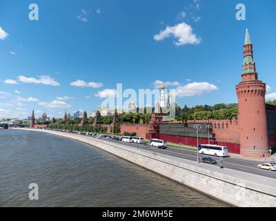 The Grand Kremlin Palace and Kremlin wall in sunny autumn day Stock Photo