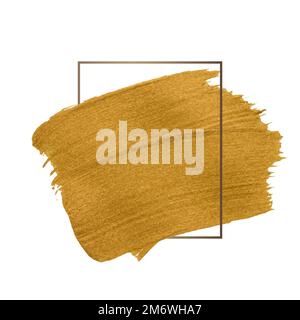 Golden shimmery brush stroke badge vector Stock Vector