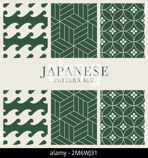Japanese-inspired pattern vector set Stock Vector