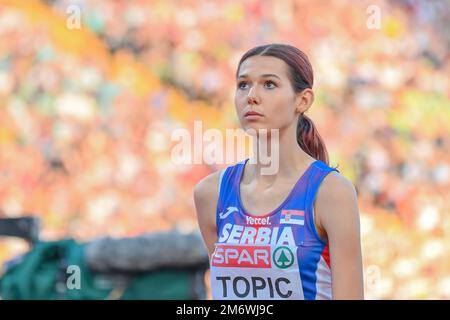 Angelina Topic (Serbia). High Jump bronze medal. European Championships Munich 2022 Stock Photo