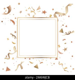 Blank confetti golden square badge vector Stock Vector