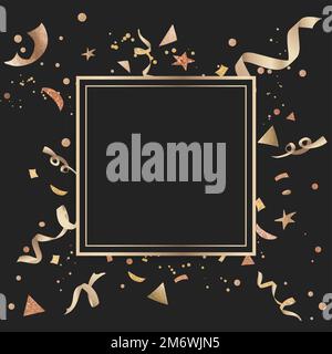 Blank confetti golden square badge vector Stock Vector