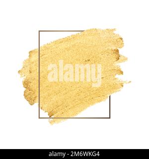 Golden shimmery brush stroke badge vector Stock Vector