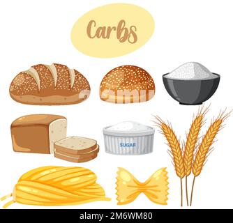 Variety of carbohydrates foods illustration Stock Vector Image & Art ...