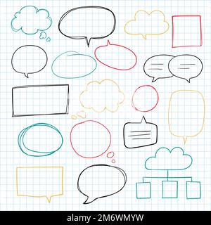 Hand-drawn doodle speech bubbles vector set Stock Vector