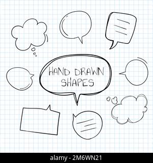 Hand-drawn doodle speech bubbles vector set Stock Vector