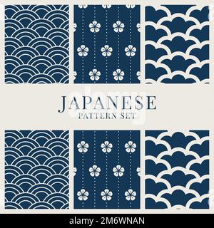 Japanese-inspired pattern vector set Stock Vector