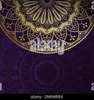 Golden mandala pattern on black background Stock Vector