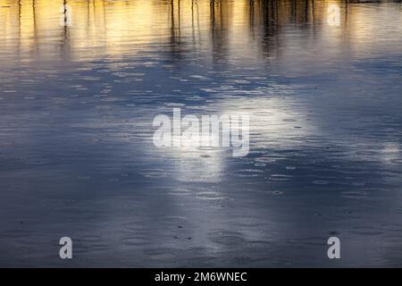 Evidence of a rain shower on Steveston inlet in British Columbia Canada Stock Photo