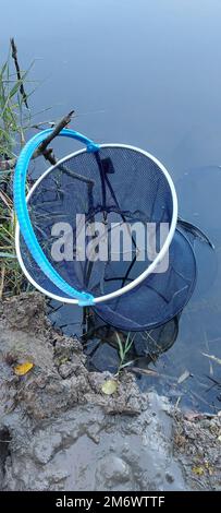 Fishing cage is standing on water. High quality photo Stock Photo