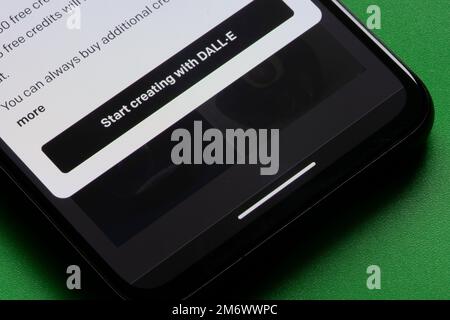 User interface of DALL·E 2, a new AI system developed by OpenAI that creates realistic images and art from a description in natural language, is seen... Stock Photo