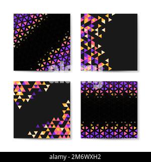 Colorful triangle patterned on black background Stock Vector