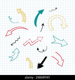 Hand-drawn doodle arrows vector set Stock Vector